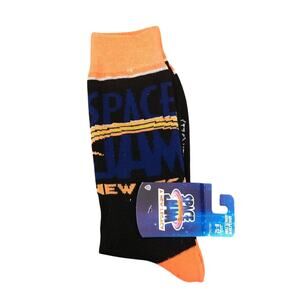 NWT Space Jam Graphic Crew Socks Warner Brothers Adult 8-12 Black Novelty Gift
